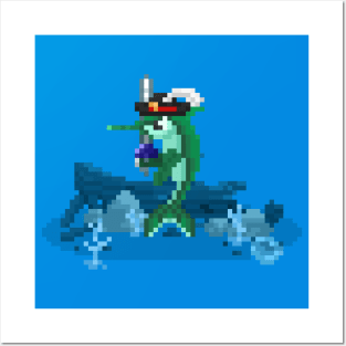 Pixel Art SwordFish Posters and Art